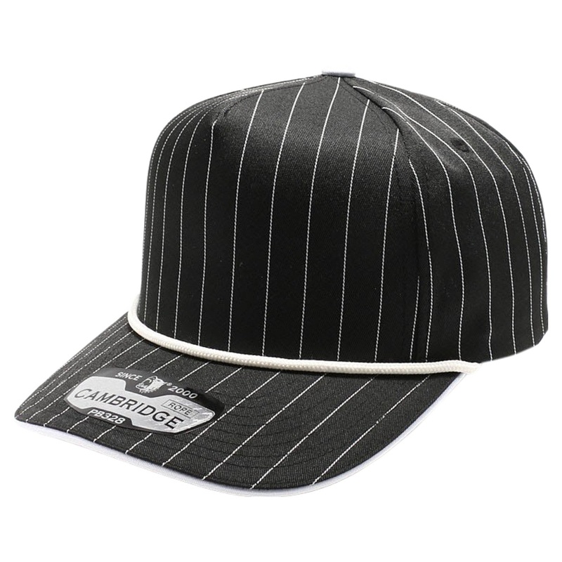 Pit Bull Cambridge PB328R 5-Panel Pinstripe Snapback Hat With Rope Black/White