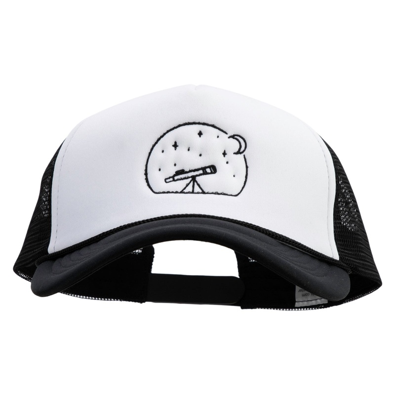 Telescope Embroidered Big Foam Mesh Truck Cap White Black XL-3XL