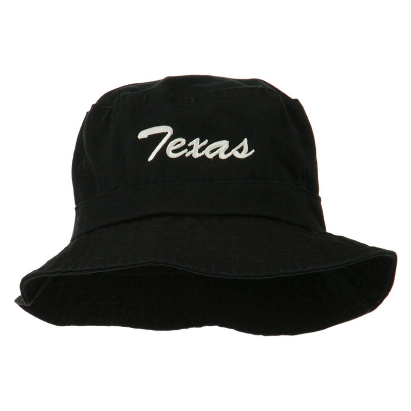 Texas Embroidered Pigment Dyed Bucket Hat Black One Size