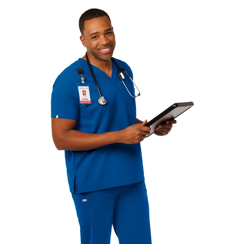 Vel Pioneer Men’s Pocket V-Neck Scrub Top VT401 Black XS