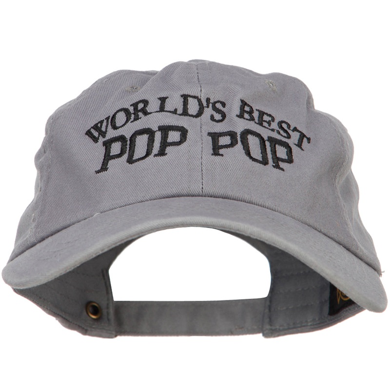 World’s Best Pop Pop Embroidered Unstructured Cotton Cap Grey One Size