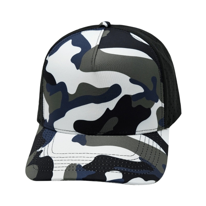 Blank – 5 Panel – Structured – Camo – White / Blue / Gray / Black (Unisex) – Laser Mesh