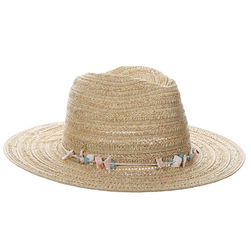 Claire Crochet Straw Safari Hat with Shells – Cappelli Straworld Natural