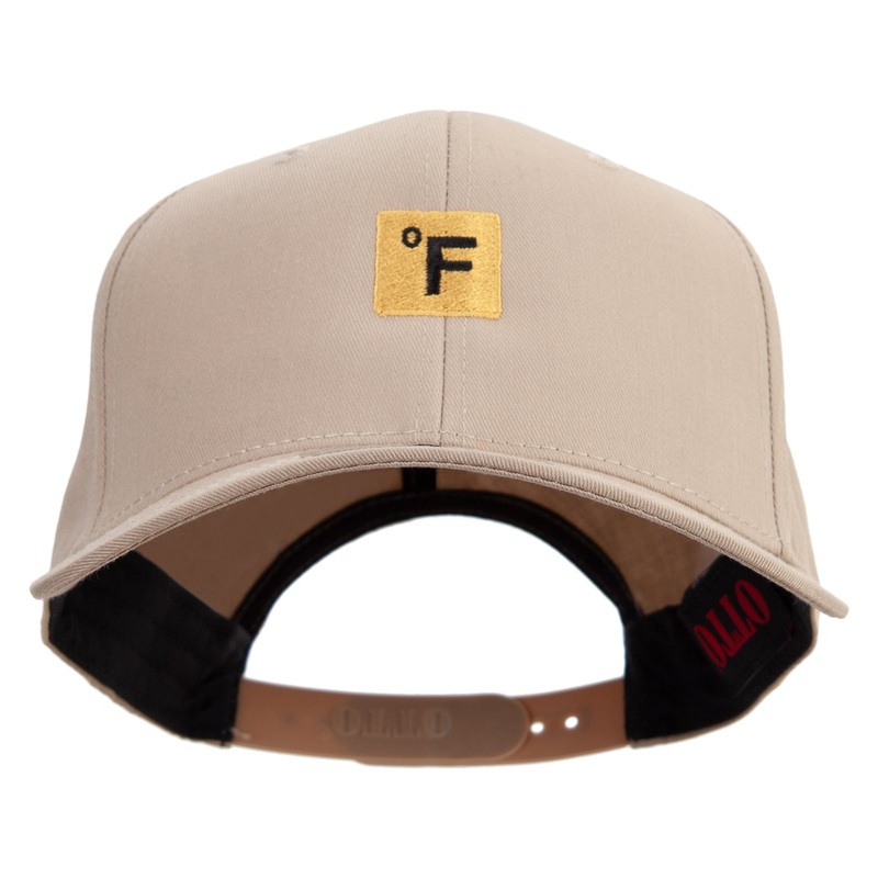 Fahrenheit Temperature Icon Embroidered Solid Cotton Twill Prostyle Cap Khaki One Size