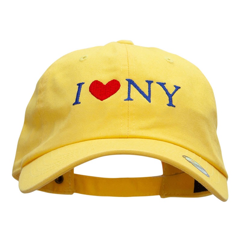 I Heart NY Embroidered Washed Cap Yellow One Size
