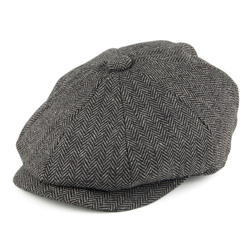 Jaxon & James Kids Herringbone Newsboy Cap – Charcoal Kids Small/Medium