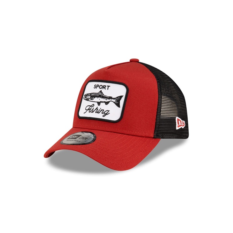 New Era Cap Red Fishing 9FORTY A-Frame Trucker Hat One Size