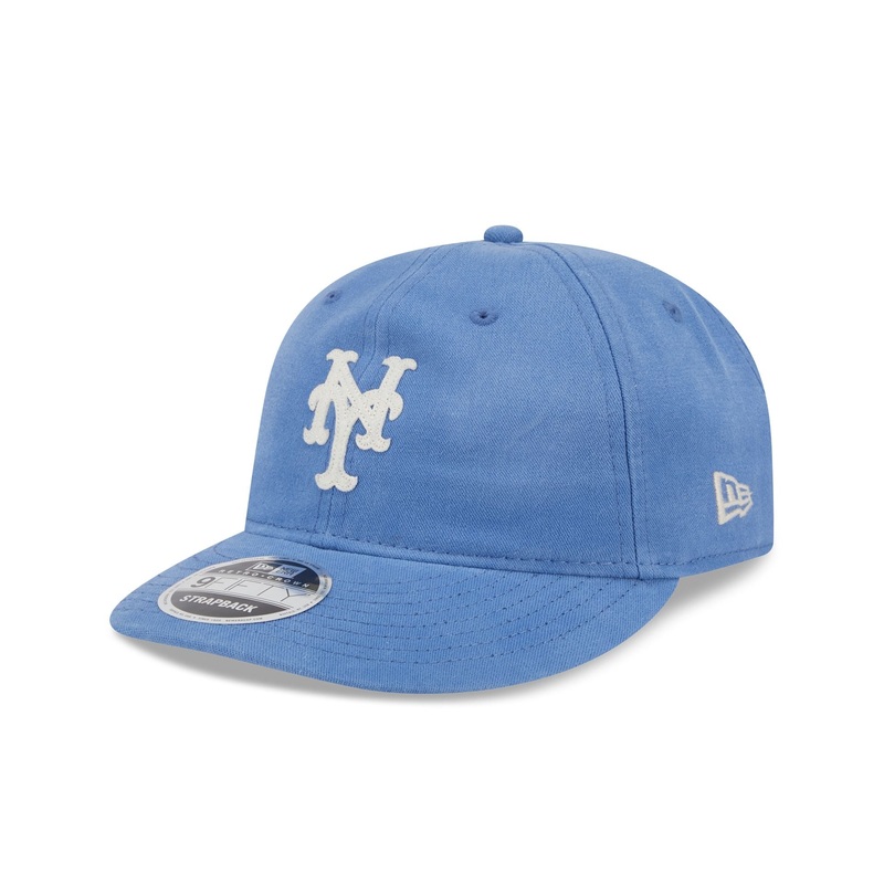 New York Mets Canvas Felt Retro Crown 9FIFTY Strapback Hat One Size