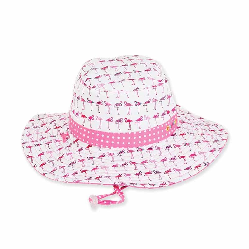 Petite Reversible Pink Flamingo Polka Dot Sun Hat – Sunny Dayz Hat Pink XS (54 cm)