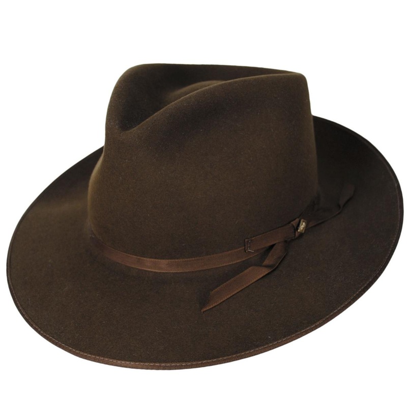 Pure Stratoliner Beaver Fur Felt Fedora Hat TOBACCO 6 7/8