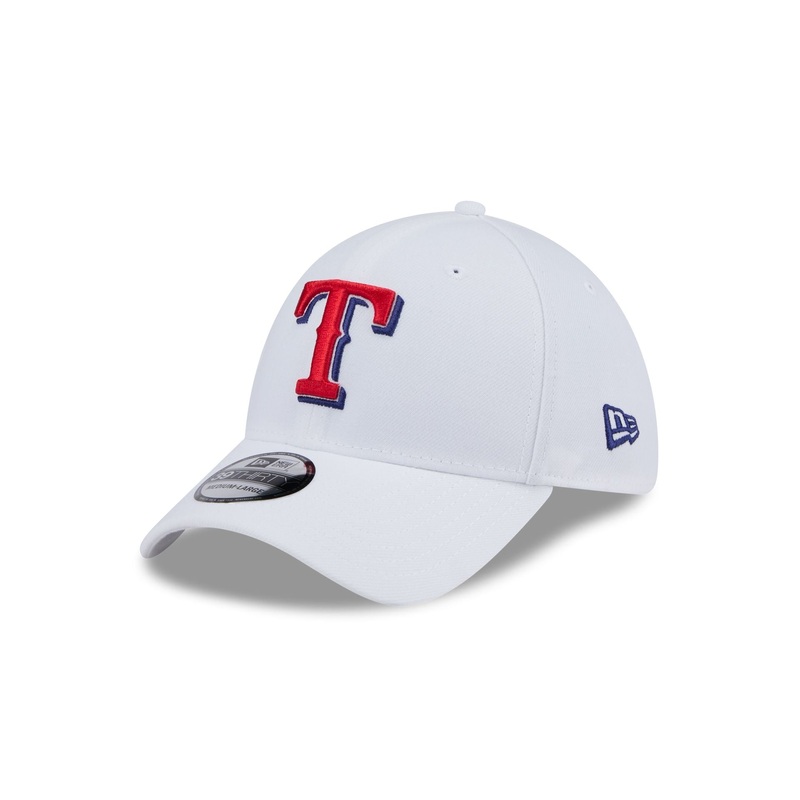 Texas Rangers Optic White 39THIRTY Stretch Fit Hat S/M