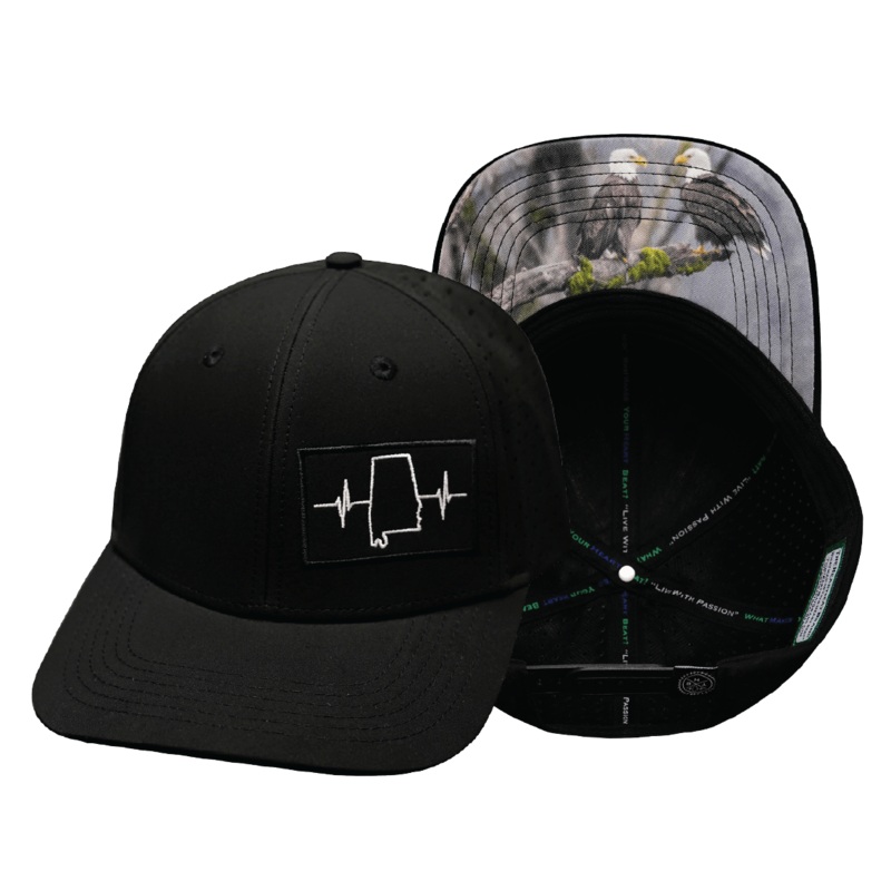 Alabama Hat – Baseball Hat Fit – Black – Laser Mesh