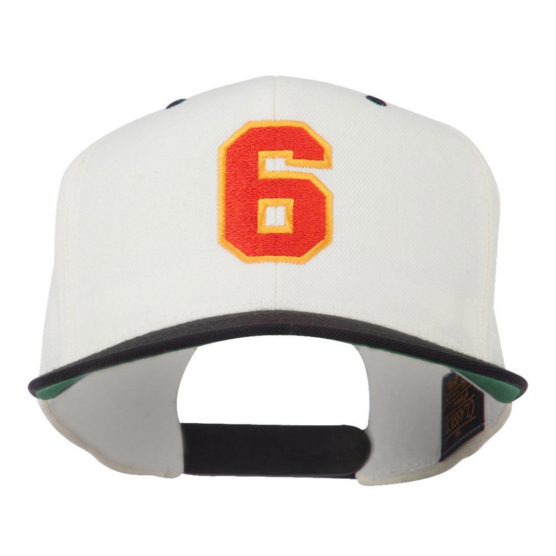 Athletic Number 6 Embroidered Classic Two Tone Cap Natural Black One Size