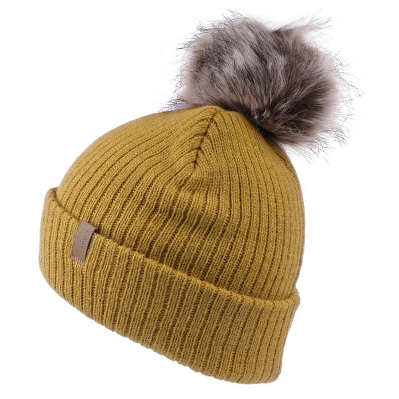 Brixton Hats Alison Faux Fur Pom Bobble Hat – Tan 1-Size