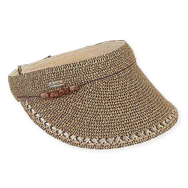 Calla Beaded Trim Sun Visor – Sun ‘N’ Sand Hat Black