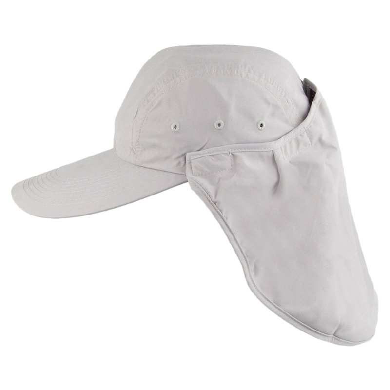 Dorfman Pacific Hats Removable Sun Shield Flap Cap – Grey Adjustable