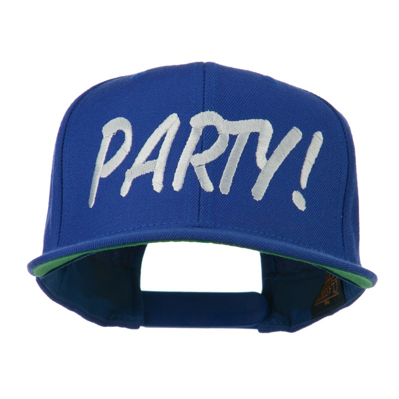 Flat Bill Party Embroidered Cap Royal One Size