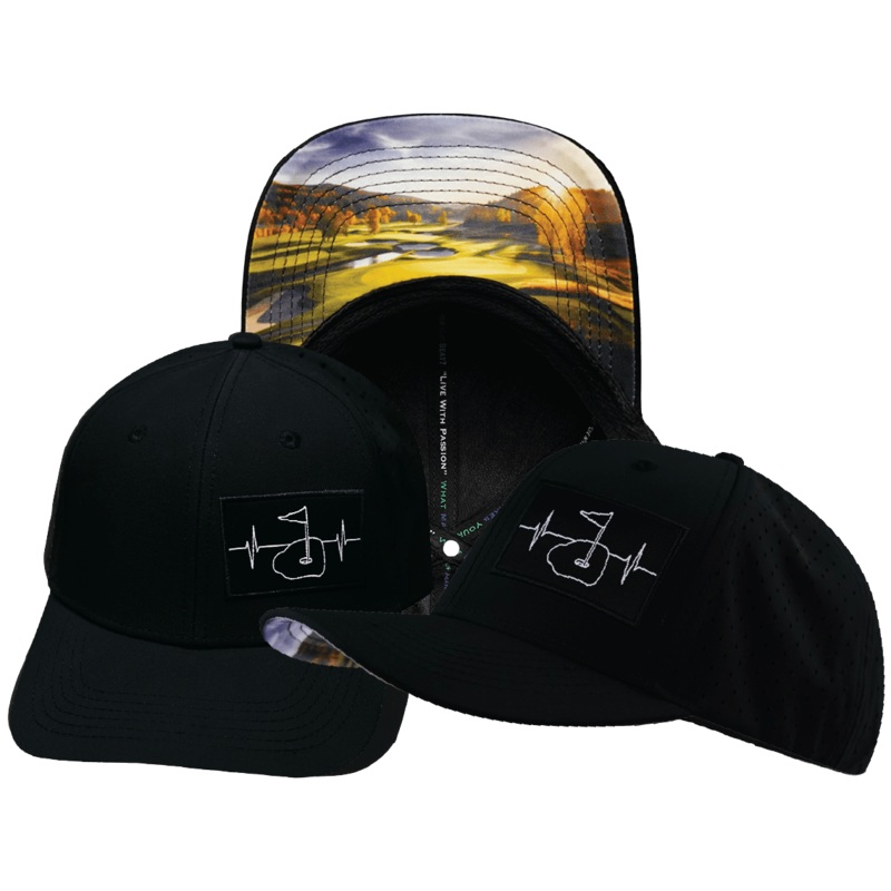 Golf Hat – Baseball Hat Fit – Black – Laser Mesh