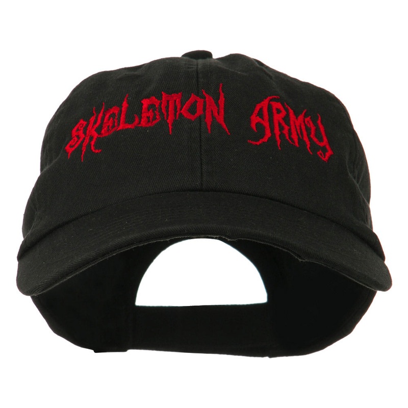 Halloween Skeleton Army Embroidered Low Profile Washed Cap Black One Size