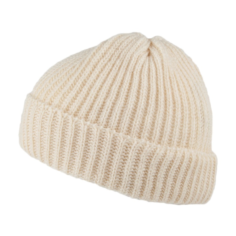 Highland 2000 Merino Wool Short Fisherman Beanie Hat – Natural 1-Size