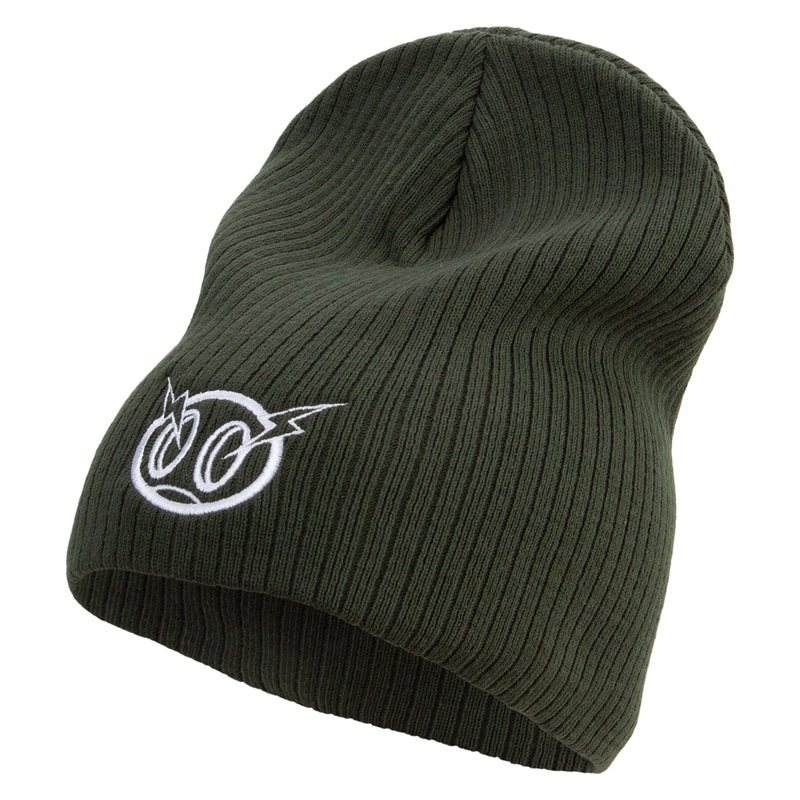 Lighting Face Embroidered Big Size Cotton Short Beanie Olive XL-3XL