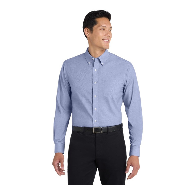 Port Authority S640 Crosshatch Easy Care Shirt Chambray Blue XS