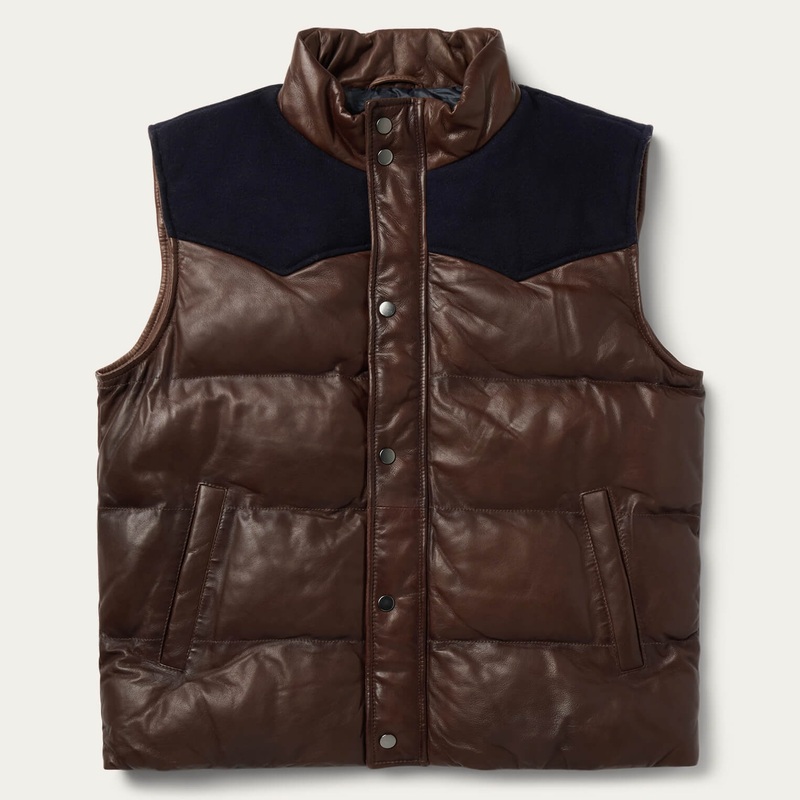 Quilted Leather Vest Brown S