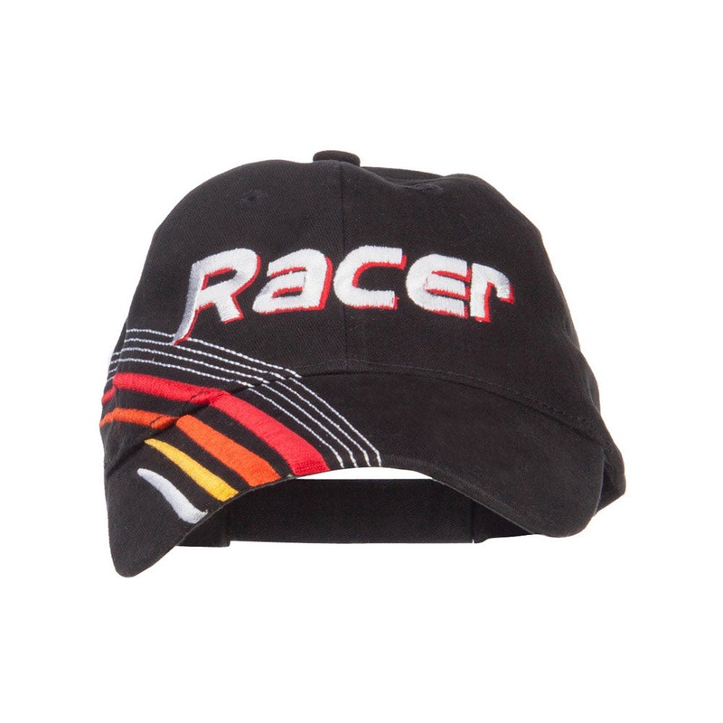 Racer Embroidered Deluxe Cotton Cap Black One Size