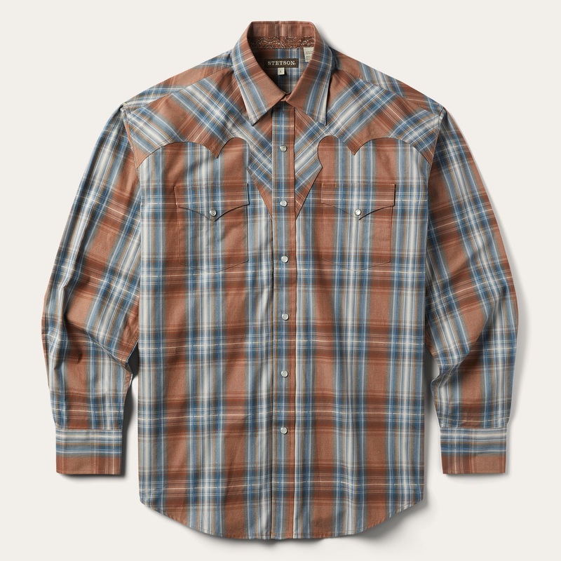 Rustic Plaid Western Shirt Brown S