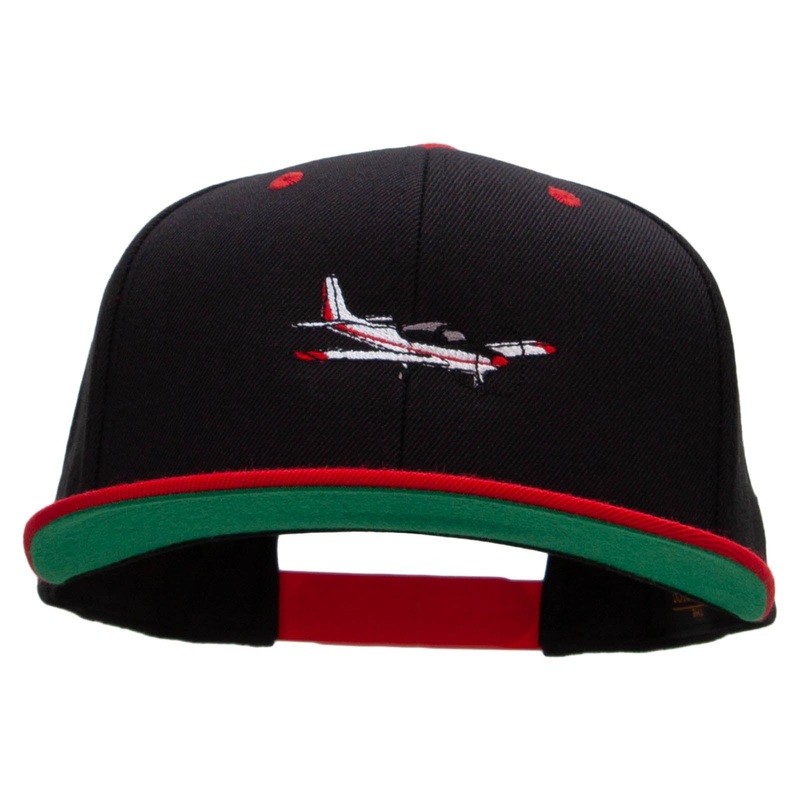 Sightseeing Aircraft Embroidered Wool Blend 2 Tone Classic Snapback Black Red One Size