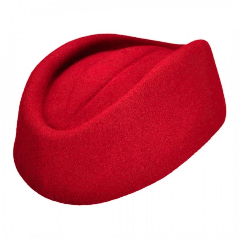 Stewardess Wool Felt Pillbox Hat BLACK ONE SIZE FITS MOST