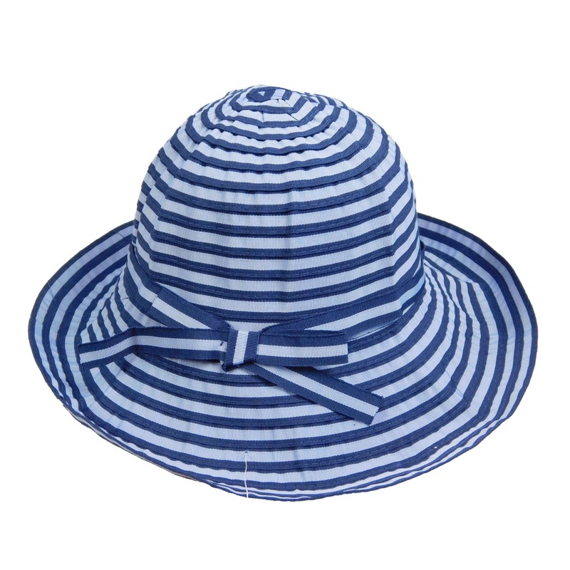 Striped Ribbon Sun Hat Black
