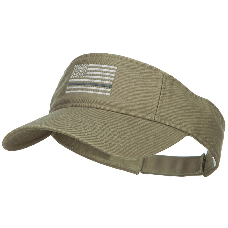 Thin Grey Line American Flag Embroidered Visor Olive One Size