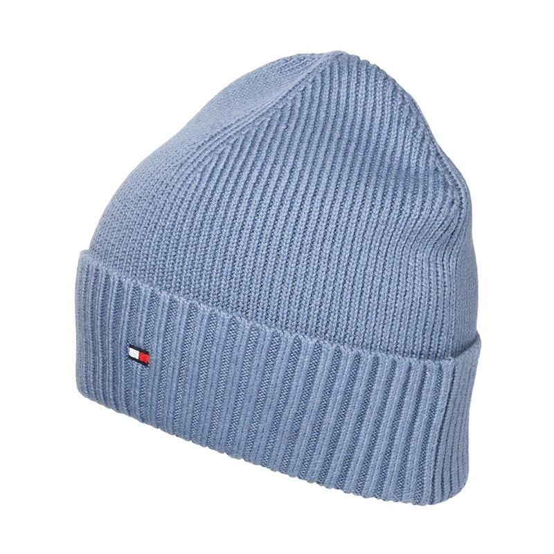 Tommy Hilfiger Hats Pima Essential Flag Cotton Cashmere Beanie Hat – Blue 1-Size