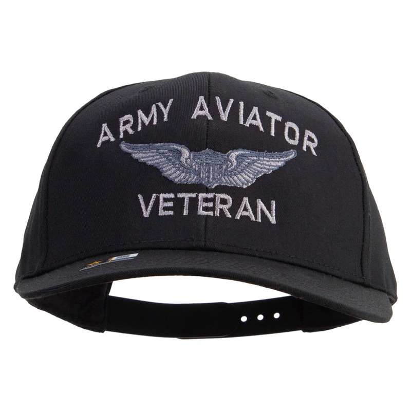 Army Aviator Veteran Embroidered Solid Cotton Twill Pro Style Cap Black One Size
