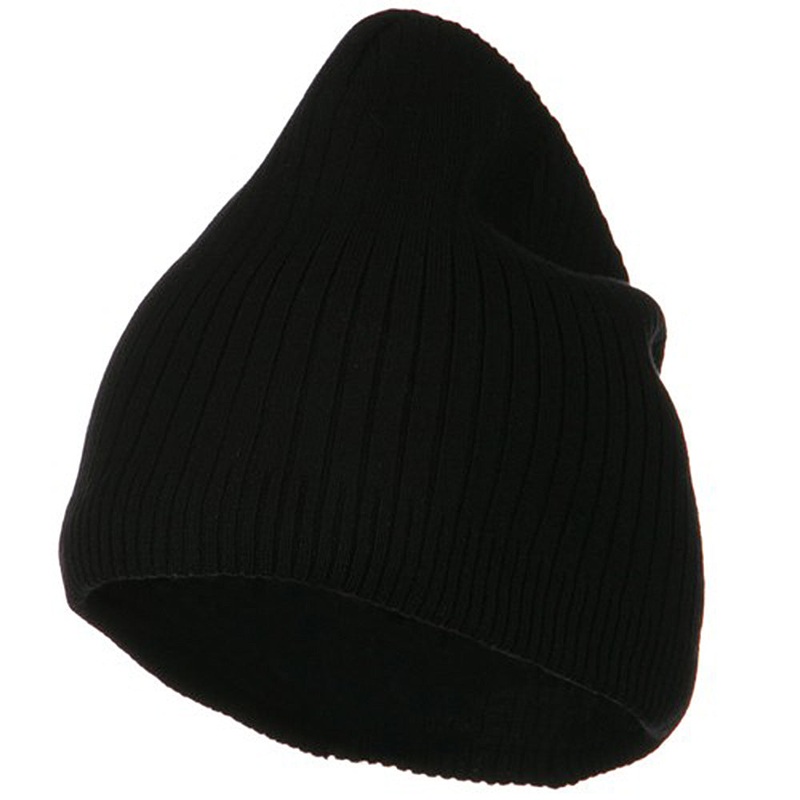 Big Stripe Ribbed Cotton Beanie Black XL-3XL