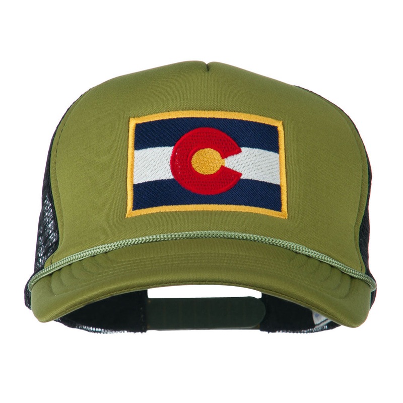 Colorado Flag Embroidered Foam Mesh Cap Cactus Black One Size