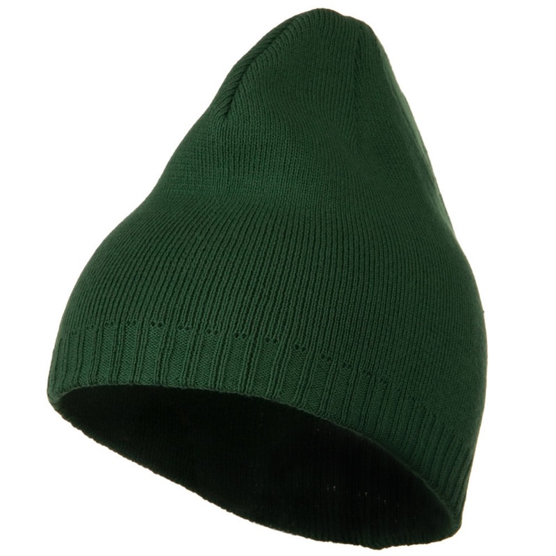 Decorative Ribbed Short Beanie Black One Size