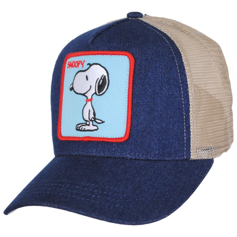 Denim Snoopy Mesh Trucker Snapback Baseball Cap DENIM ADJUSTABLE