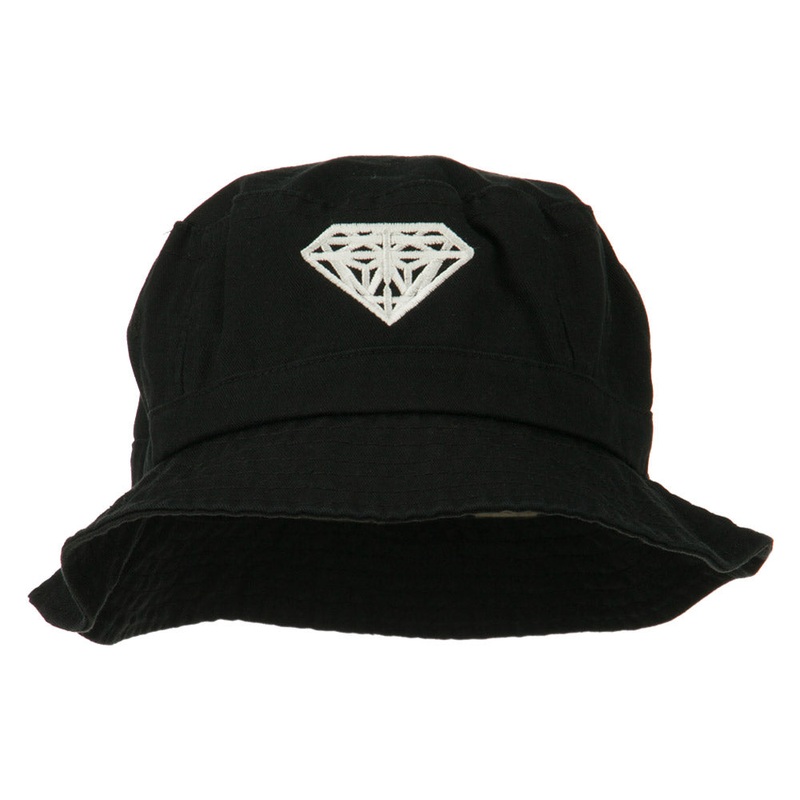 Diamond Jewelry Logo Embroidered Bucket Hat Black One Size