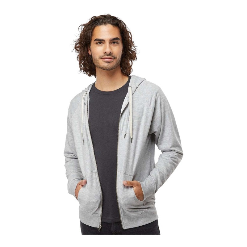 Independent Trading Co SS1000Z Unisex Icon Lightweight Loopback Terry Full-Zip Hooded Sweatshirt White XS