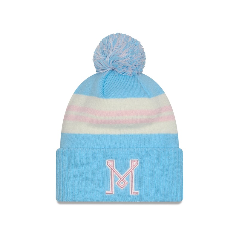 Inter Miami 2025 Jersey Hook Light Blue Pom Knit Hat One Size