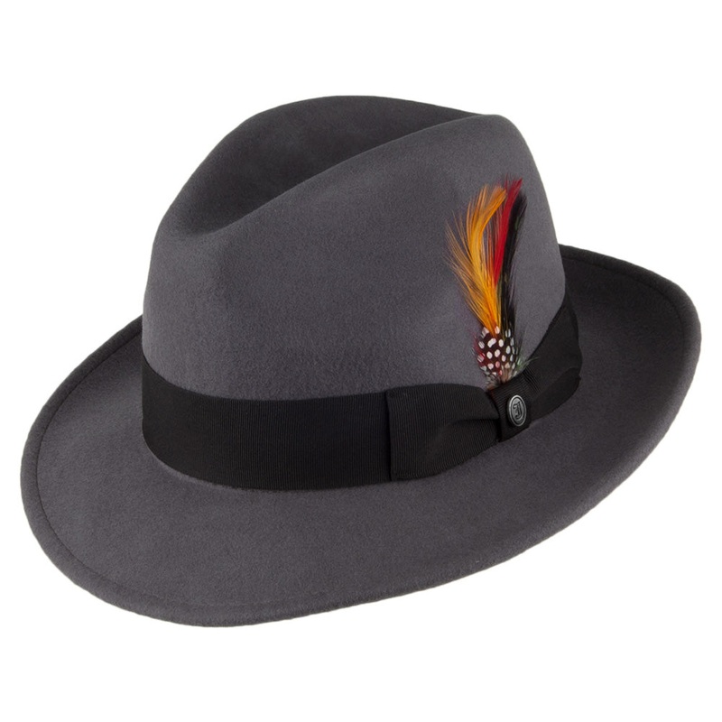 Jaxon & James Crushable Pinch Crown Fedora – Grey S