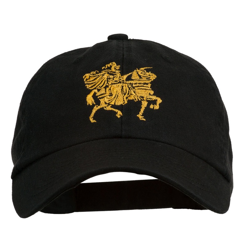 Knight on Horseback Embroidered Washed Cap Black One Size