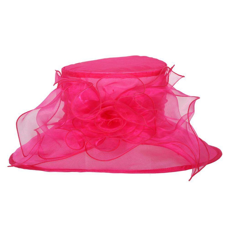 Lilies and Bow Organza Hat Fuchsia