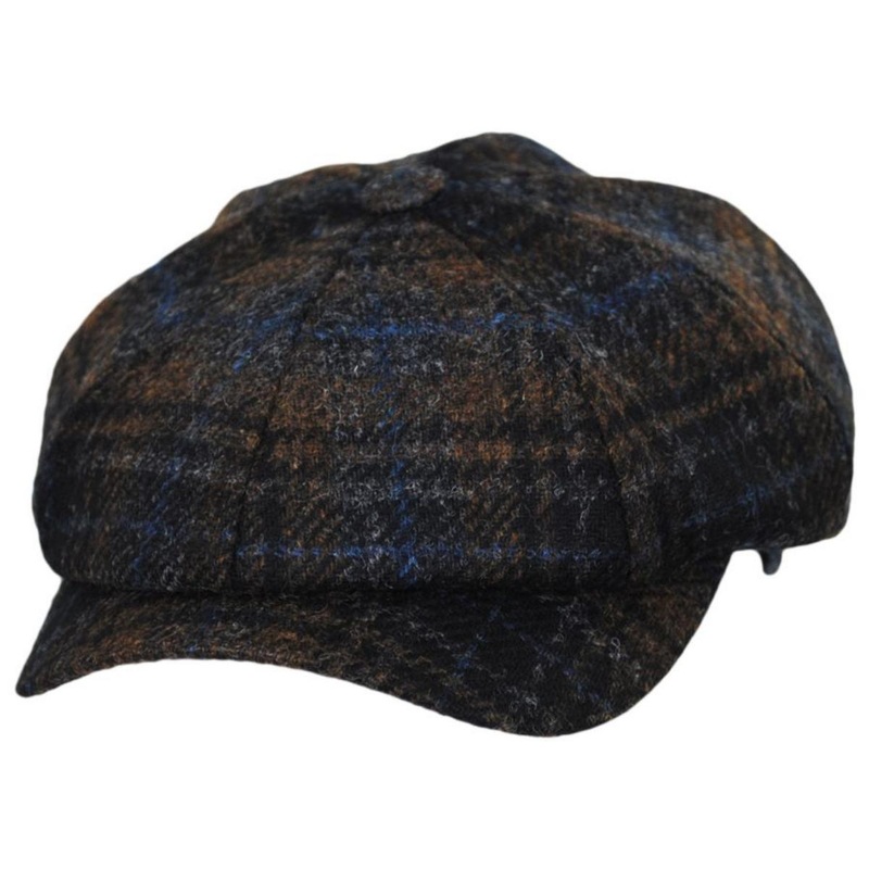 Mallalieus Tartan British Wool Newsboy Cap BROWN 54cm
