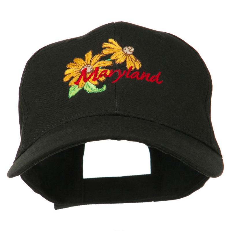 Maryland Black-Eyed Susan Flower Embroidered Cap Black One Size