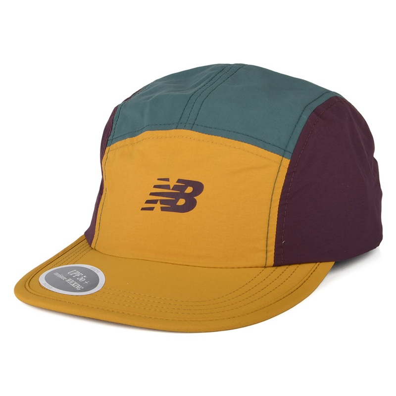 New Balance Hats Everyday Recycled 5 Panel Cap – Mustard-Spruce-Plum Adjustable