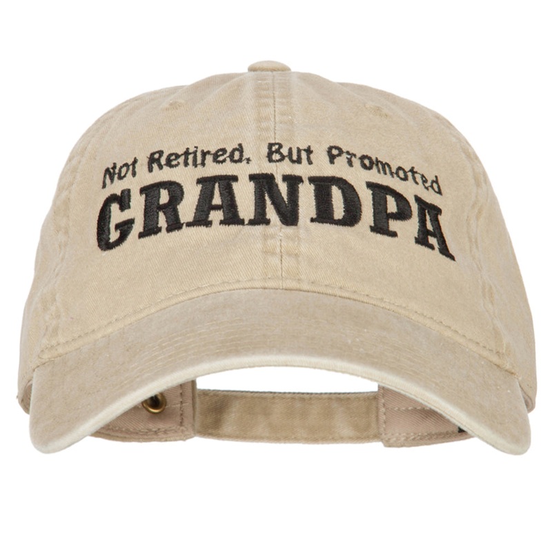 Not Retired Promoted Grandpa Embroidered Washed Cotton Twill Cap Khaki One Size