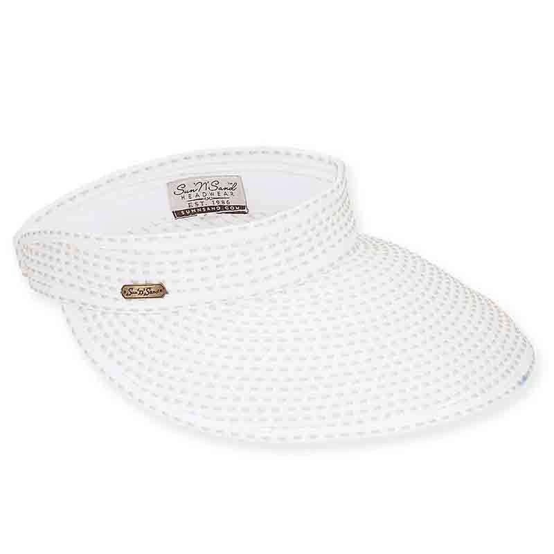 Pima Stitched Ribbon Sun Visor – Sun ‘N’ Sand Hats White
